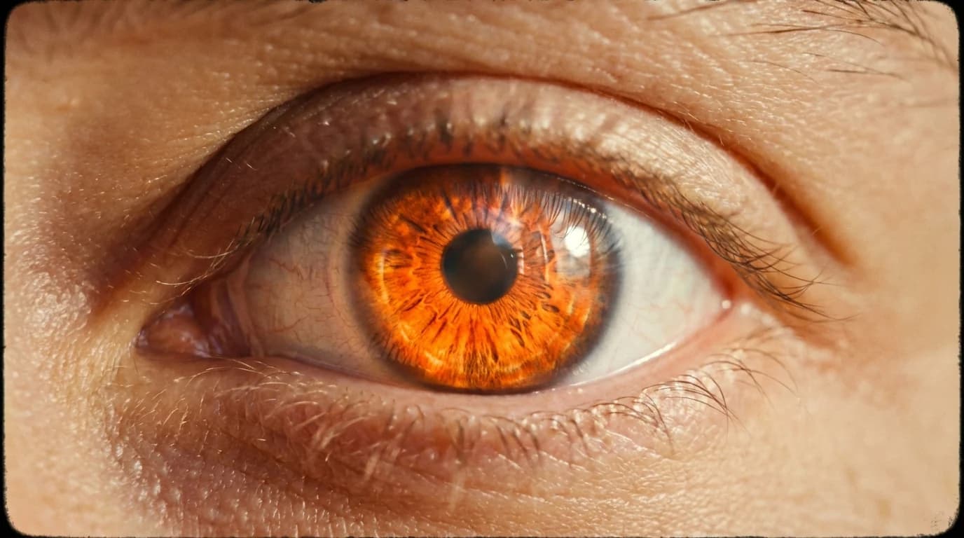 Cinematic eye, orange iris